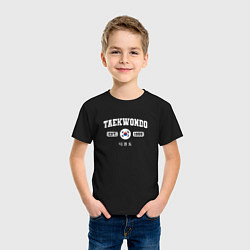 Футболка хлопковая детская Тхэквондо varsity style, цвет: черный — фото 2