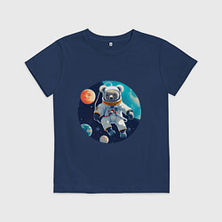 Футболка хлопковая детская Космическая коала, цвет: тёмно-синий