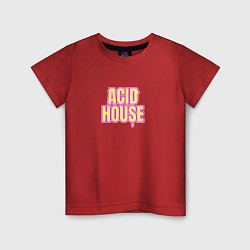 Футболка хлопковая детская Acid house стекающие буквы, цвет: красный