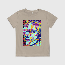 Футболка хлопковая детская Andy Warhol - pop art - self-portrait, цвет: миндальный