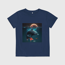 Футболка хлопковая детская Морской волк-рыба, цвет: тёмно-синий