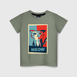 Футболка хлопковая детская Meow obey, цвет: авокадо