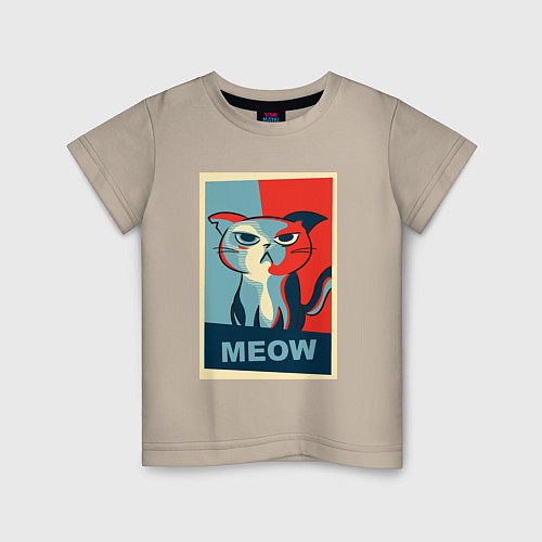 Детская футболка Meow obey / Миндальный – фото 1