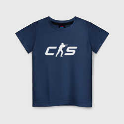 Футболка хлопковая детская Counter Strike 2 logo, цвет: тёмно-синий