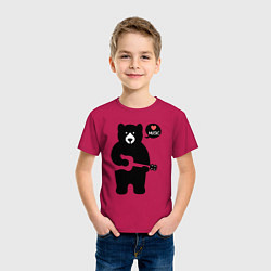 Футболка хлопковая детская Мишка любит музыку, цвет: маджента — фото 2
