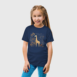 Футболка хлопковая детская Big brown giraffe, цвет: тёмно-синий — фото 2