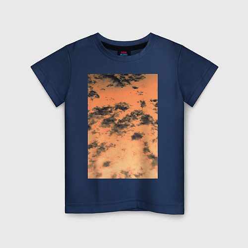 Детская футболка Закат и черные облака / Тёмно-синий – фото 1