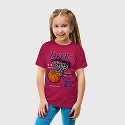 Футболка хлопковая детская LA Lakers Kobe, цвет: маджента — фото 2
