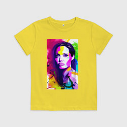 Футболка хлопковая детская Анджелина Джоли - знаменитая актриса, цвет: желтый