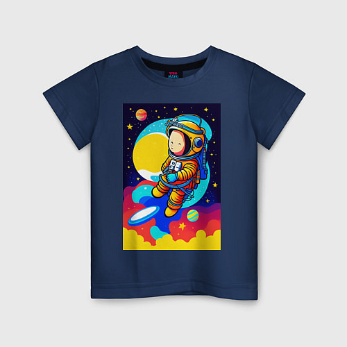Детская футболка Маленький космонавт / Тёмно-синий – фото 1