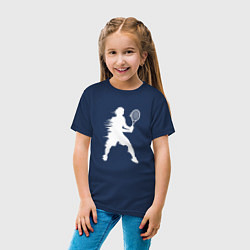 Футболка хлопковая детская Белый силуэт теннисиста, цвет: тёмно-синий — фото 2