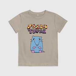 Футболка хлопковая детская Глупая Крыса из Pizza Tower, цвет: миндальный