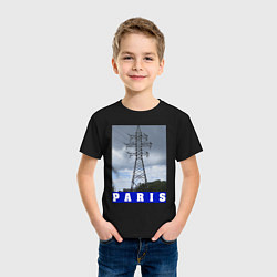 Футболка хлопковая детская Париж Эйфелева башня, цвет: черный — фото 2