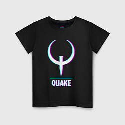 Футболка хлопковая детская Quake в стиле glitch и баги графики, цвет: черный