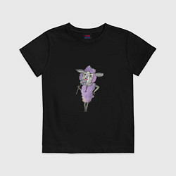 Футболка хлопковая детская Фиолетовая овечка с цветком, цвет: черный