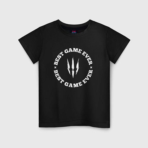 Детская футболка Символ The Witcher и круглая надпись best game eve / Черный – фото 1