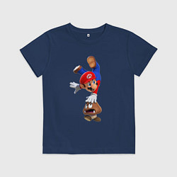 Футболка хлопковая детская Марио на грибе, цвет: тёмно-синий
