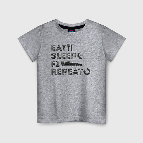 Детская футболка Eat sleep F1 / Меланж – фото 1