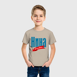 Футболка хлопковая детская Нина - ограниченный выпуск, цвет: миндальный — фото 2