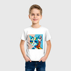 Футболка хлопковая детская Кот в темных очках Пикассо, цвет: белый — фото 2