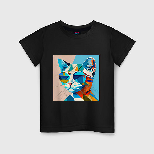 Детская футболка Кот в темных очках Пикассо / Черный – фото 1