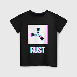 Футболка хлопковая детская Rust в стиле glitch и баги графики, цвет: черный