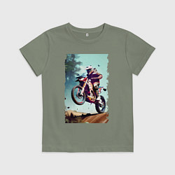 Футболка хлопковая детская Мотокросс - экстрим, цвет: авокадо