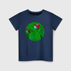 Футболка хлопковая детская Два зелёных попугая, цвет: тёмно-синий