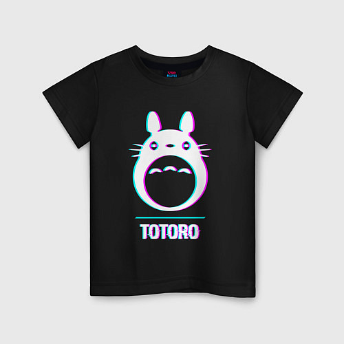 Детская футболка Символ Totoro в стиле glitch / Черный – фото 1