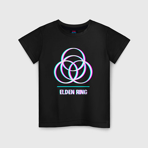 Детская футболка Elden Ring в стиле glitch и баги графики / Черный – фото 1