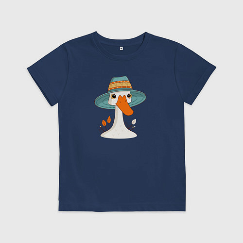 Детская футболка Гусь в шляпе / Тёмно-синий – фото 1