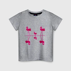 Футболка хлопковая детская Шесть розовых фламинго, цвет: меланж