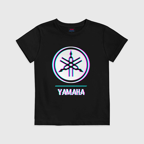 Детская футболка Значок Yamaha в стиле glitch / Черный – фото 1