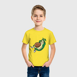 Футболка хлопковая детская Авокадо качает пресс, цвет: желтый — фото 2