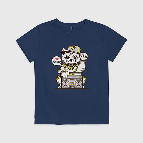 Детская футболка Hip hop cat / Тёмно-синий – фото 1