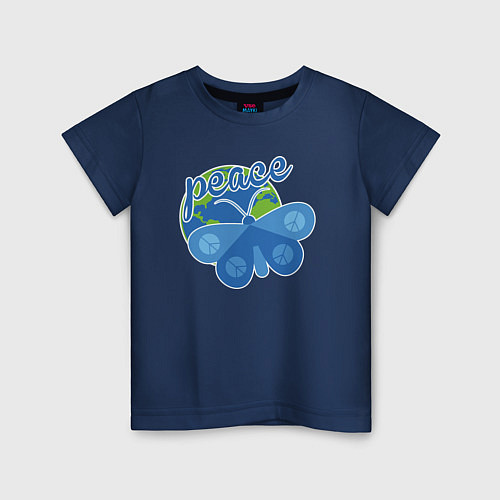 Детская футболка Butterfly peace / Тёмно-синий – фото 1