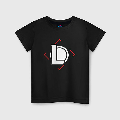 Детская футболка Символ League of Legends в красном ромбе / Черный – фото 1