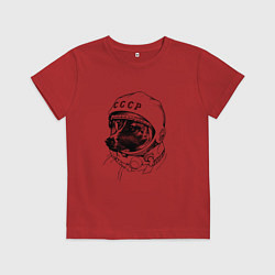 Футболка хлопковая детская Пёсик астронавт - ссср, цвет: красный
