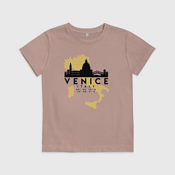 Футболка хлопковая детская Итальянская Венеция, цвет: пыльно-розовый