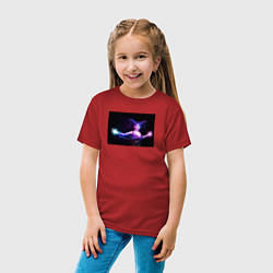 Футболка хлопковая детская Женщина ведьма с голубыми и розовыми молниями, цвет: красный — фото 2