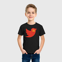 Футболка хлопковая детская Птичка СССР, цвет: черный — фото 2