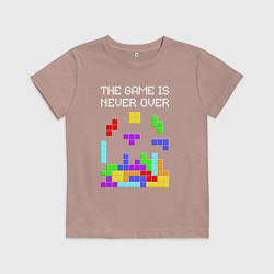 Футболка хлопковая детская Tetris - the game is never over, цвет: пыльно-розовый