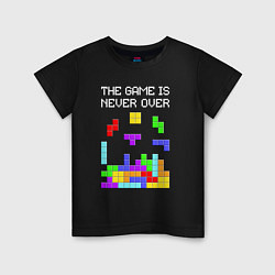 Футболка хлопковая детская Tetris - the game is never over, цвет: черный