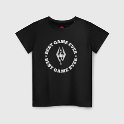 Футболка хлопковая детская Символ Skyrim и круглая надпись best game ever, цвет: черный