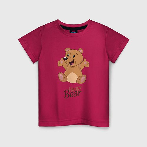 Детская футболка Bear happy / Маджента – фото 1