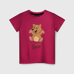 Футболка хлопковая детская Bear happy, цвет: маджента