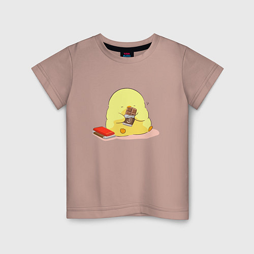 Детская футболка Птенец и шоколад / Пыльно-розовый – фото 1