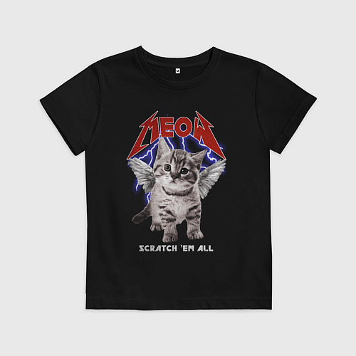 Детская футболка Котёнок Meowtallica / Черный – фото 1