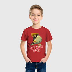 Футболка хлопковая детская Chicken Gun logo, цвет: красный — фото 2