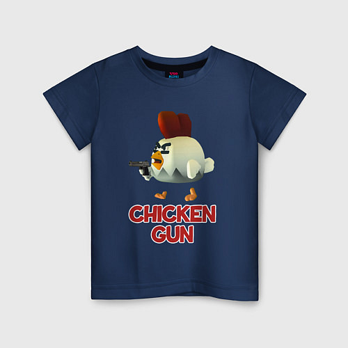 Детская футболка Chicken Gun chick / Тёмно-синий – фото 1